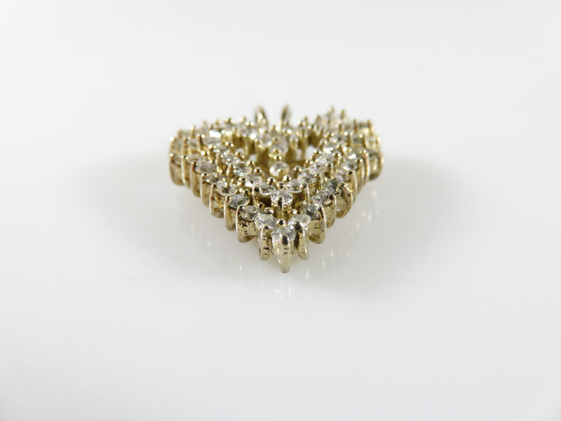 Sterling CI 925 Silver Cubic Zirconia Encrusted Heart Pendant Caspian Internatio