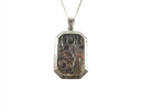 Antique Style Chamfered Sterling Silver Photo Locket w/ 24" Sterling Chain — Sterling Silver, Silver — front view