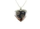 Sterling Silver 1 1/4" Heart Photo Locket Flower Decor w/ 24" Sterling Box Chain — Sterling Silver, Silver — front view