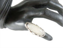 1960's Boho Styling White Quartz Wire Work Pointer Finger Ring European Poland Size 7 — Silver — front view