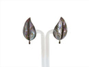Leaf Form Abalone & Sterling AIG Taxco Mexico Screw Back Earring Set