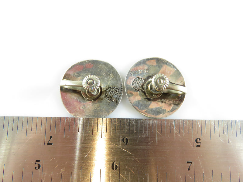 Round Star Form Abalone & Sterling HMP Taxco Mexico Screw Back Earring Set