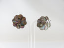 Pinwheel Flower Form Abalone & Sterling CBL Taxco Mexico Screw Back Earrings