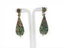 Tear Drop Abalone & Sterling CBL Taxco Mexico Silver Screw Back Earring Set