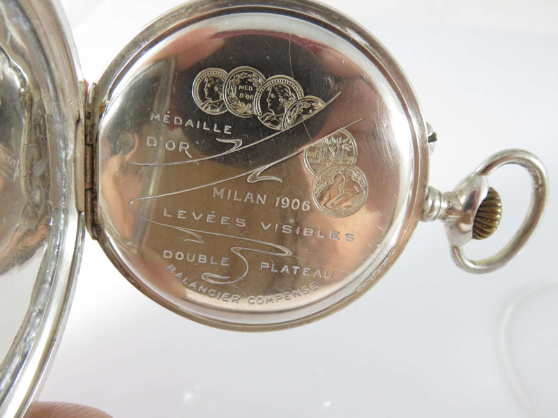 c1910 Georges Favre Jacot 875 Silver Milan 1906 Levees Visibles Double Plateau Balancier Compense