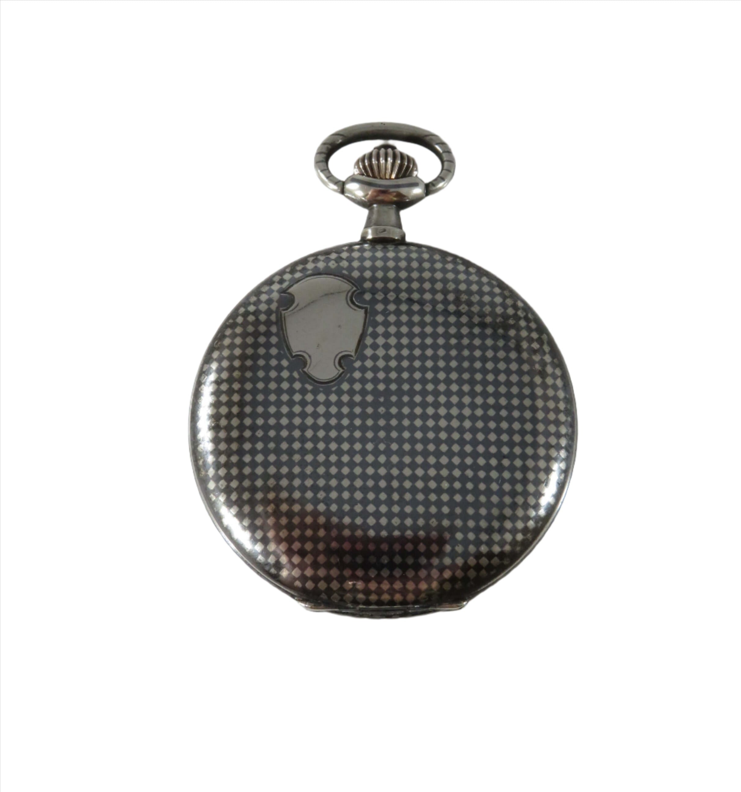 c1920 Huguenin Freres Niello Pocket Watch Chronometre German