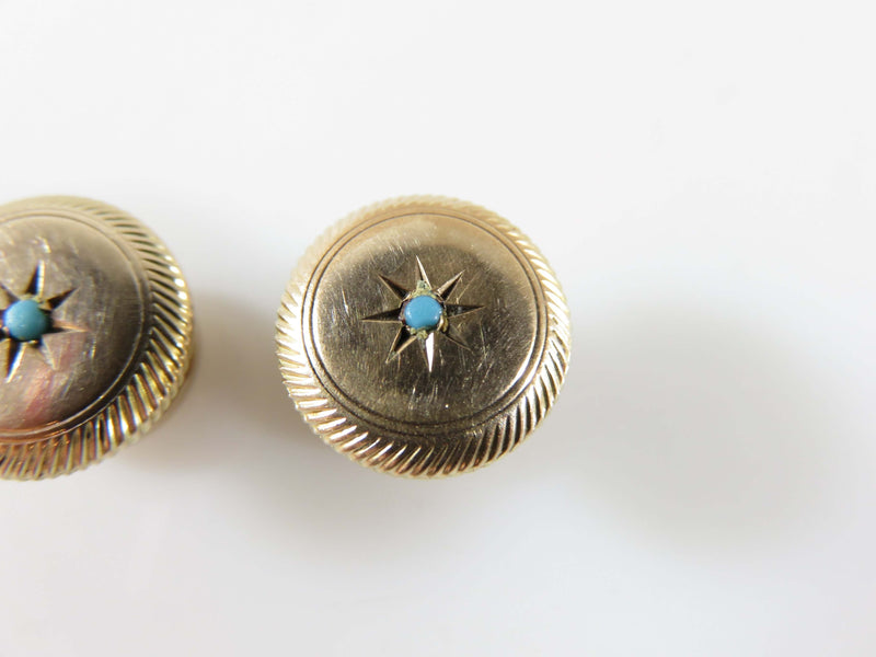 Lovely Victorian Gypsy Set Cabochon Turquoise Spiral Surround Cuff Button Cuffli