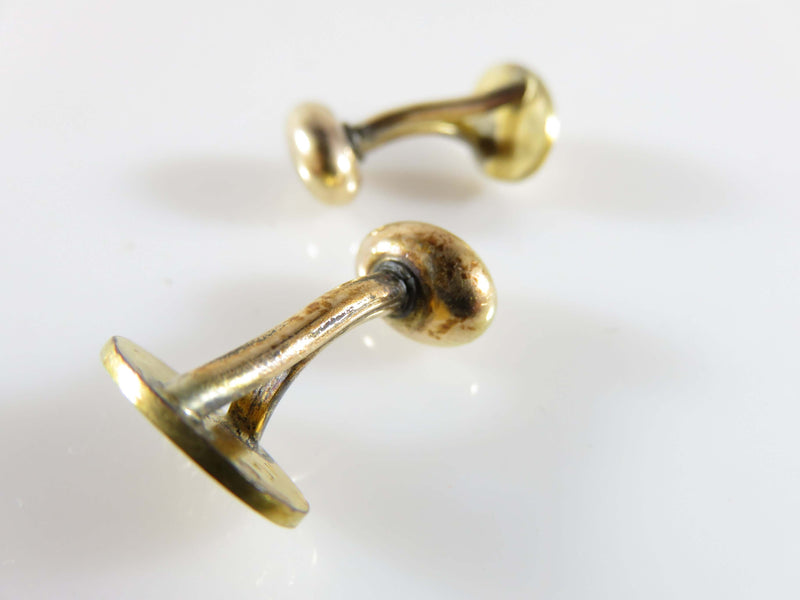 Edwardian Gold Filled Oval Scrolling Design Solid Curved Bean-Back Cufflinks