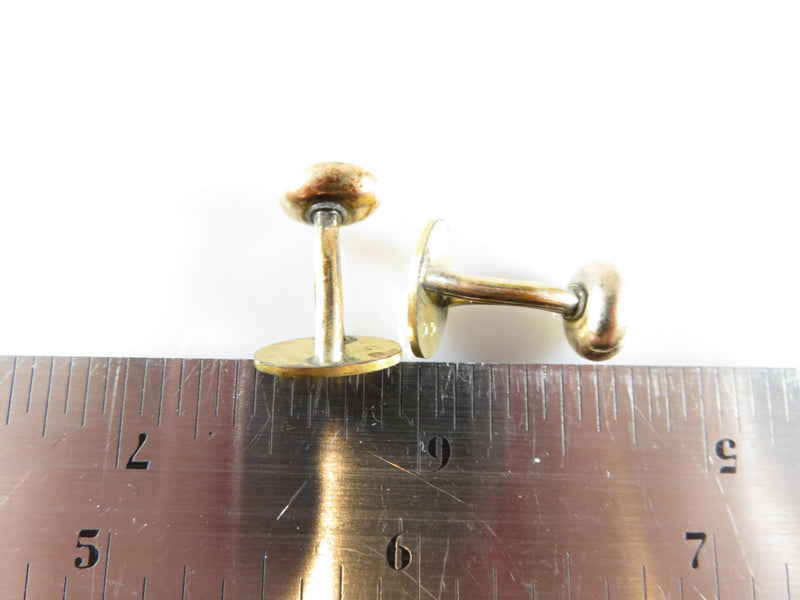 Edwardian Gold Filled Oval Scrolling Design Solid Curved Bean-Back Cufflinks