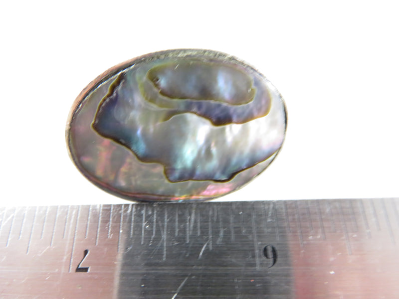 Vintage Unmatched Large Oval Abalone & Sterling Disc Taxco APO Single Silver Scr