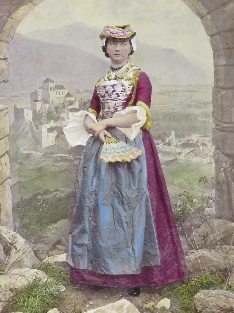 c1869 Canton de Valais (Sion), Switzerland Tinted Photograph Adolphe Braun Costumes De Suisse