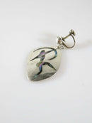 Art Nouveau Style Unmatched Bowman Abalone & Sterling Disc Taxco Single Silver Earring Front View