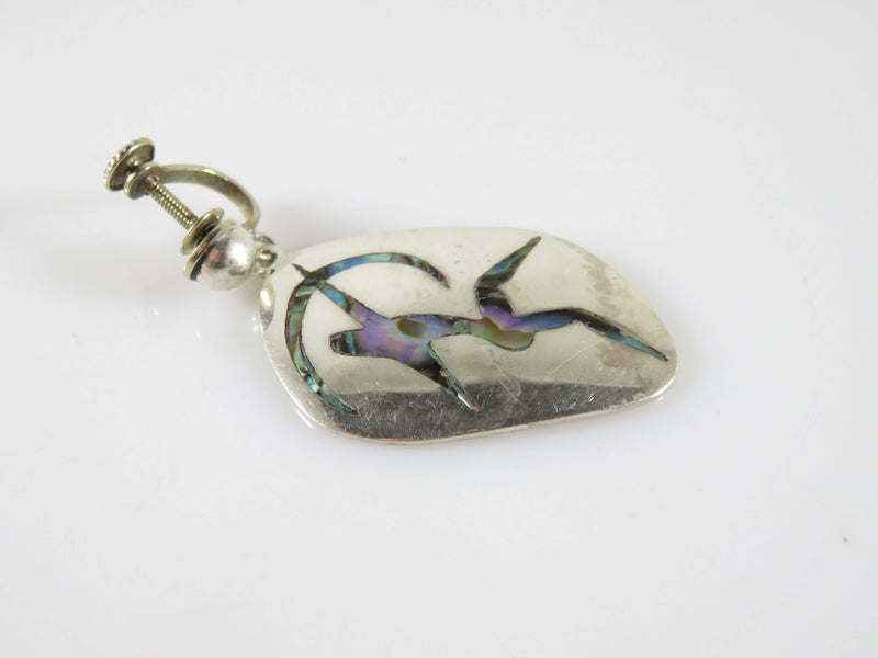 Art Nouveau Style Unmatched Bowman Abalone & Sterling Disc Taxco Single Silver S
