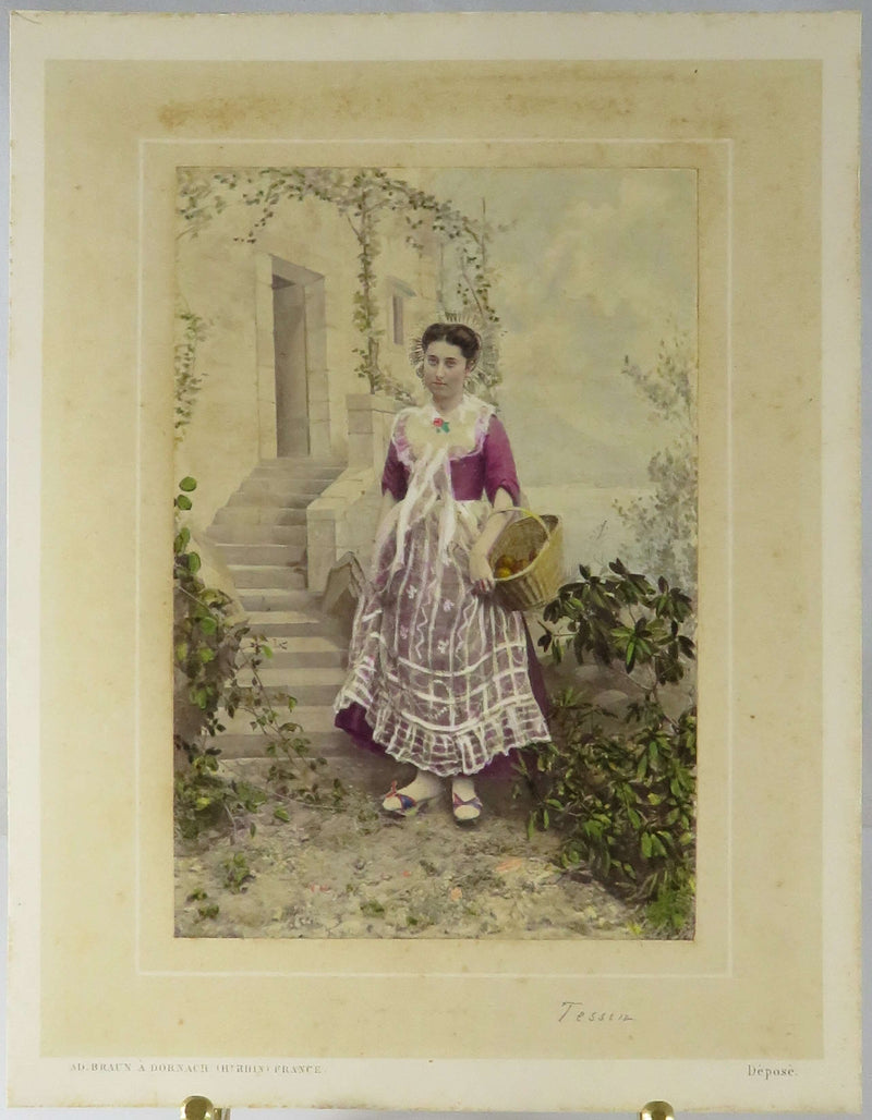 c1869 Canton de Tessín, Switzerland Tinted Photograph Adolphe Braun Costumes De