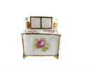 Vintage Fine Porcelain Kitchen Cupboard Cabinet Dollhouse Miniature Made in France — Gold — front view