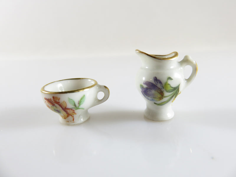 Vintage Fine Porcelain Creamer & Tea Cup Miniature Made in France