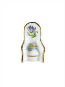 Vintage Fine Porcelain High Back Chair Dollhouse Miniature Made in France — Gold — front view