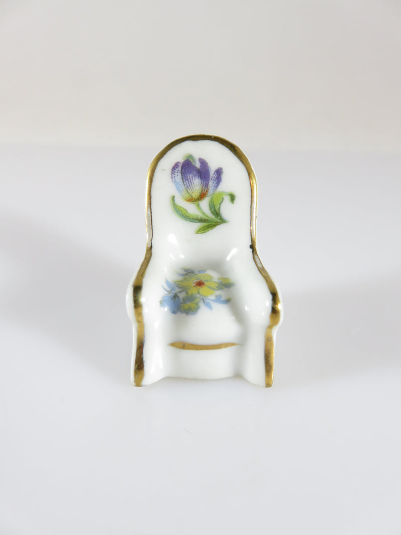 Vintage Fine Porcelain High Back Chair Dollhouse Miniature Made in France