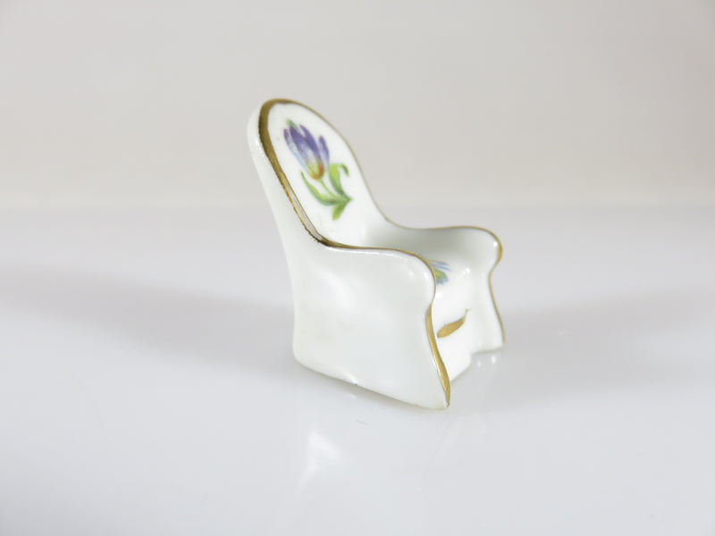 Vintage Fine Porcelain High Back Chair Dollhouse Miniature Made in France