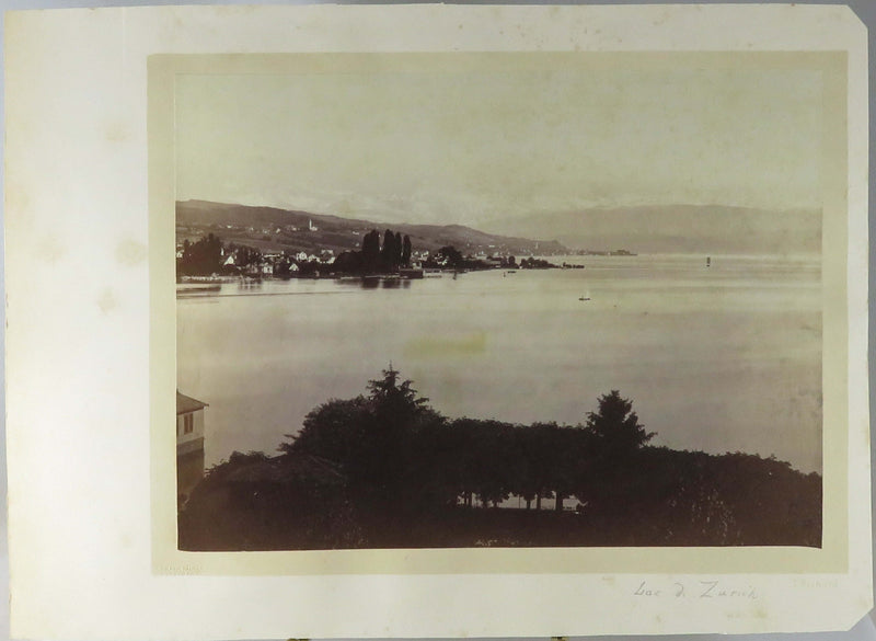 Lake of Zuric c1869 Canton de Zurich, Switzerland Photograph T. Richard