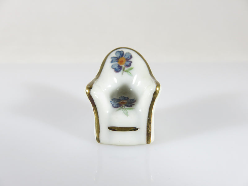 Vintage Fine Porcelain Low Back Sitting Chair Miniature Made in France