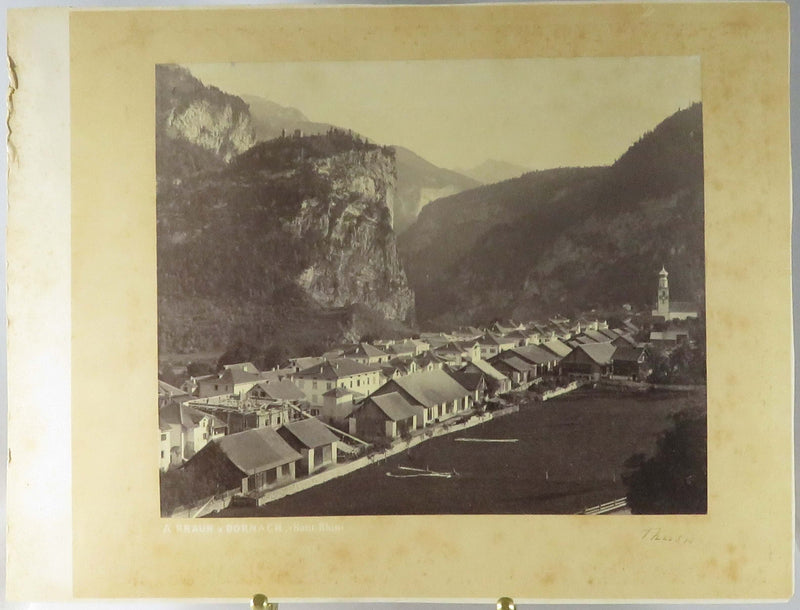 c1869 Townscape Photo of Thusis Switzerland Canton of Graubünden Adolphe Braun