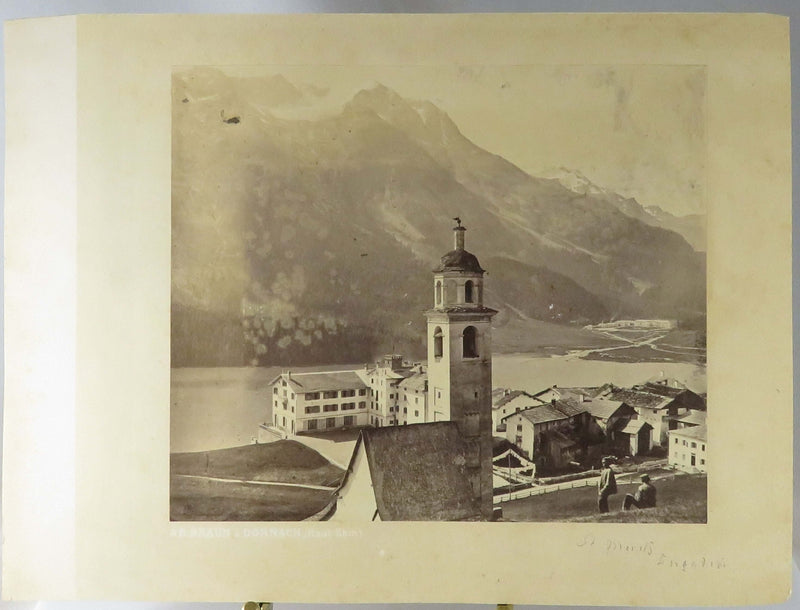 Leaning Tower of St. Moritz Church Engadine Switzerland c1869 Photograph Adolphe