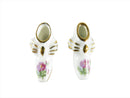 Vintage Fine Porcelain Miniature Pair of Shoes Limoges Dollhouse Miniature Made in France — Gold — front view
