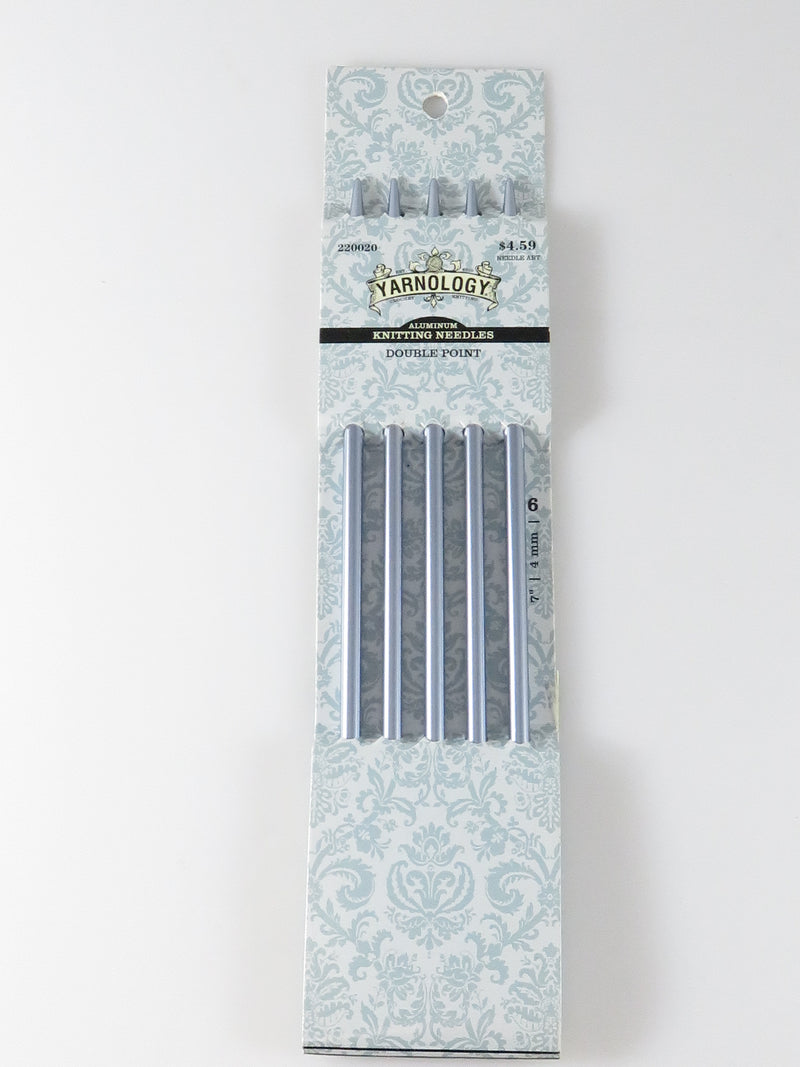 Yarnology Double Point Aluminum Knitting Needles 7" 4mm 6 Set of 5 220020