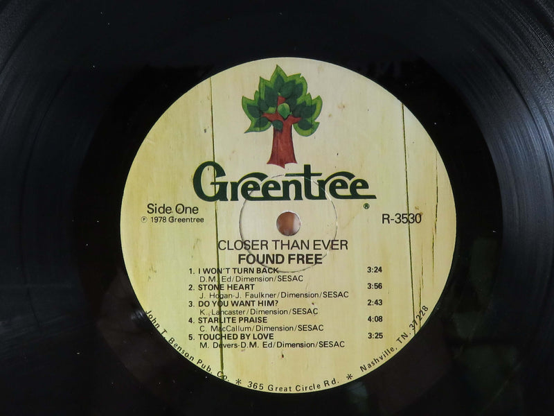 Found Free Closer Than Ever 1978 Greentree R3530 Lyric Sheet & Vinyl Album