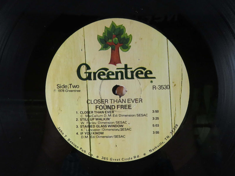 Found Free Closer Than Ever 1978 Greentree R3530 Lyric Sheet & Vinyl Album