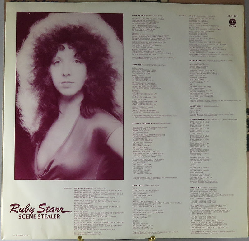 Ruby Starr Scene Stealer 1976 Capitol Records ST-11549 Jax Pressing Vinyl Album