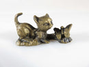 Circa 1980 Sculpture House Ltd Bronze Finished Pewter Cat & Butterfly Figure