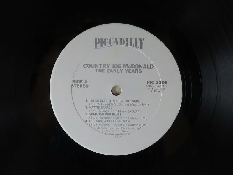 Country Joe McDonald The Early Years 1978 Picadilly Records PIC 3309 Vinyl Album