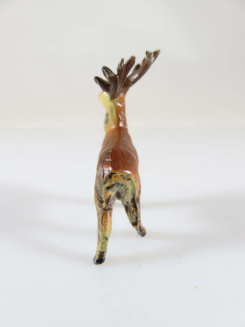 Cast Lead Deer Hand Painted Miniature Reindeer Figure Toy Stag Tin Metal