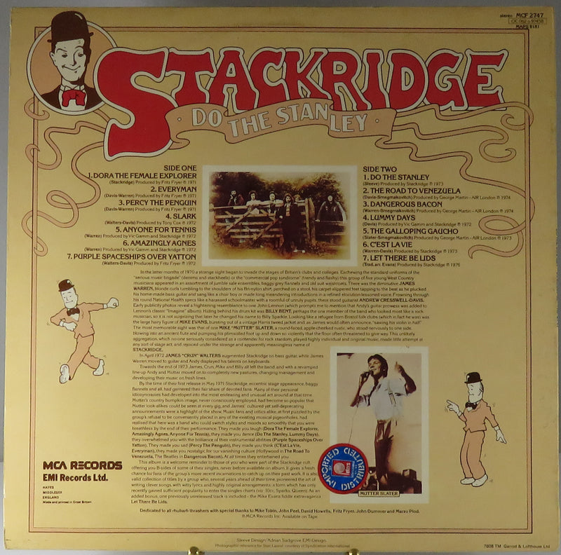 Stackridge Do The Stanley 1976 MCA Records MCF 2747 UK Import Peters Int. Vinyl