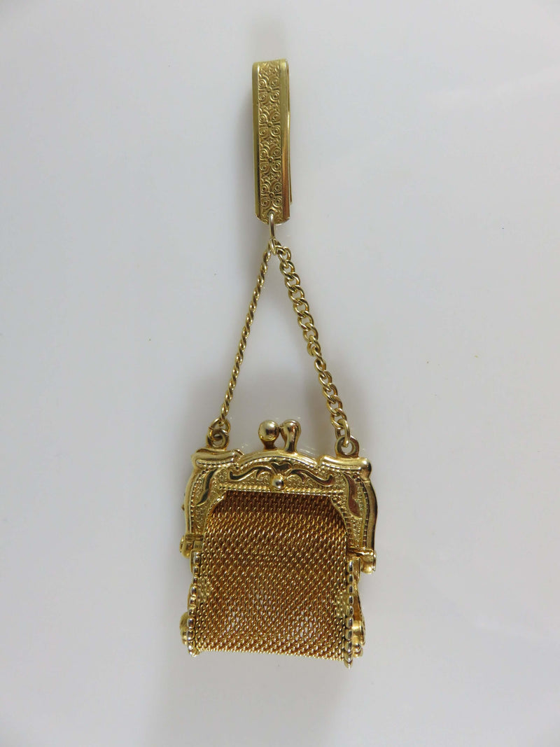 Antique Gold Gilded Chatelaine Miniature Belt Purse Edwardian Era