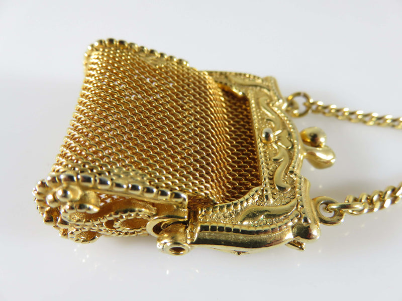 Antique Gold Gilded Chatelaine Miniature Belt Purse Edwardian Era