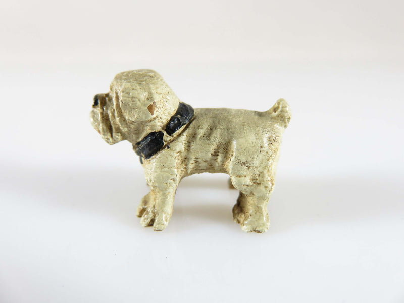 Antique Hand Carved Wood Bulldog American Folk Art Hand Painted Miniature Dog
