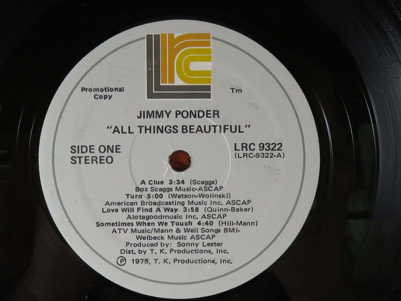 Jimmy Ponder All Things Beautiful 1978 Lester Radio Co Promo Copy LRC 9322 Vinyl Album