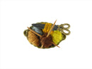 Vintage Dollhouse Miniature Knitting Basket with Scissors, Yarn & Wood Needles — front view