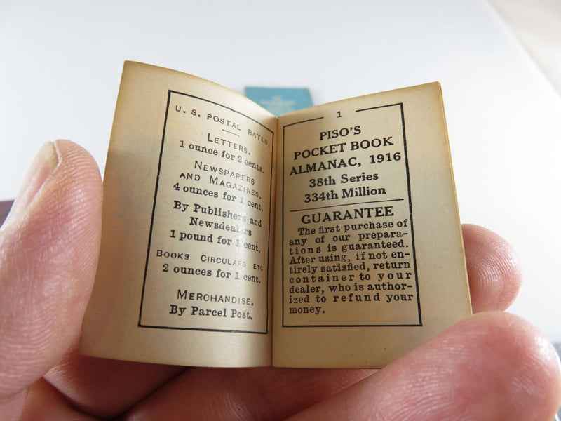 1913, 1915, 1916 Piso's Pocket Book Almanac Miniature Antique Book Publication