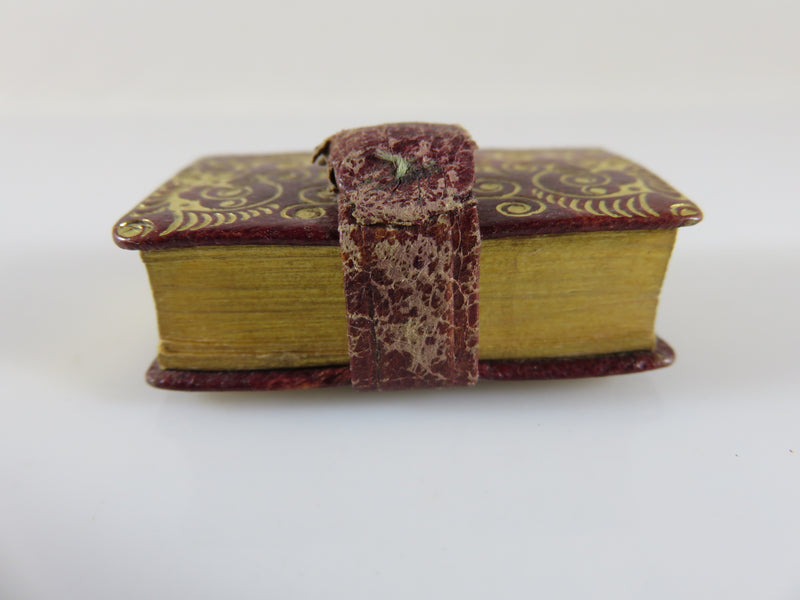 Vintage Leather Wrapped Gold Gilded Qur'an Miniature Book Arabic Writing