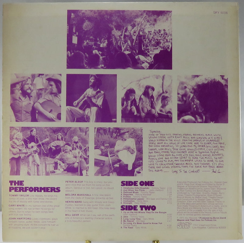 Topanga's Woody Guthrie Folk Festival One 1975 Sky Records SKY 5006 Vinyl Album