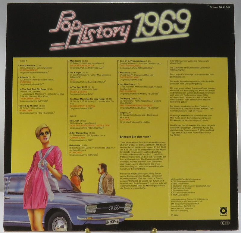 Pop History 1969 Sonocord Records 1986 German Pressing 36110-5 Vinyl Album