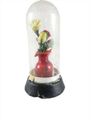 Antique German Miniature Diorama Wax Flowers in Miniature Glass Pitcher Blown Glass Dome