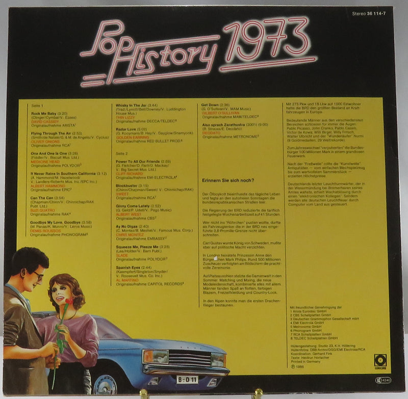 Pop History 1973 Sonocord Records 1986 German Pressing 36114-7 Vinyl Album