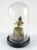Antique Miniature Diorama Doll Under Domed Glass Fine Fabric Central America back View
