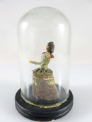 Antique Miniature Diorama Doll Under Domed Glass Fine Fabric Central America Side View