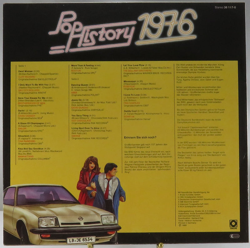 Pop History 1976 Sonocord Records 1986 German Pressing 36117-0 Vinyl Album